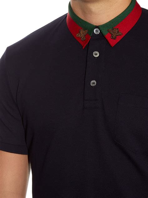 blue striped bee polo gucci|gucci piqué polo shirt.